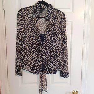 INC International Concepts Navy polka dot shirt size Medium